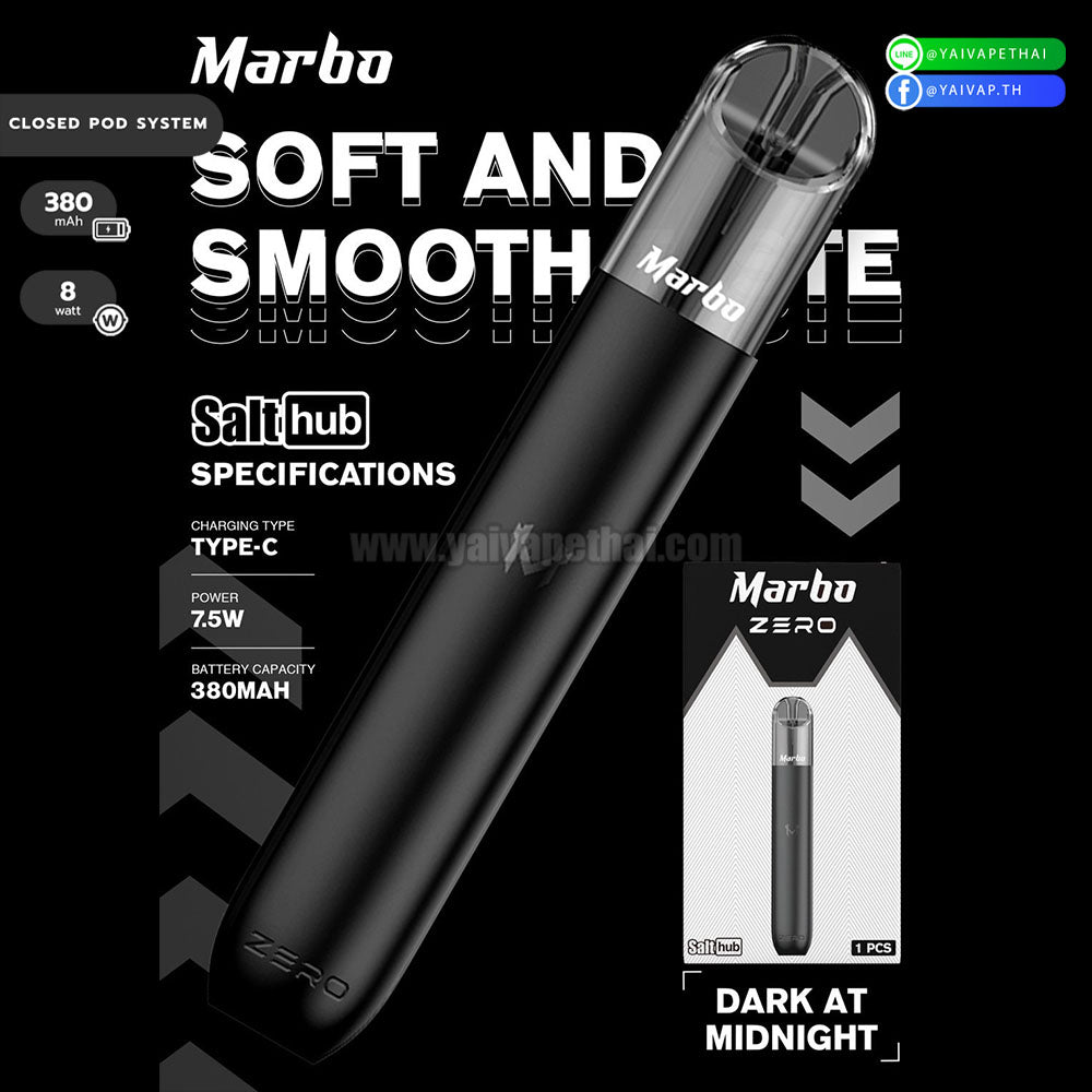 พอต บุหรี่ไฟฟ้า – Marbo Zero Device 380mAh 8W [แท้], Relx and alternatives Devices (เครื่องประเภทเปลี่ยนหัวน้ำยาได้), Marbo - Yaivape บุหรี่ไฟฟ้า