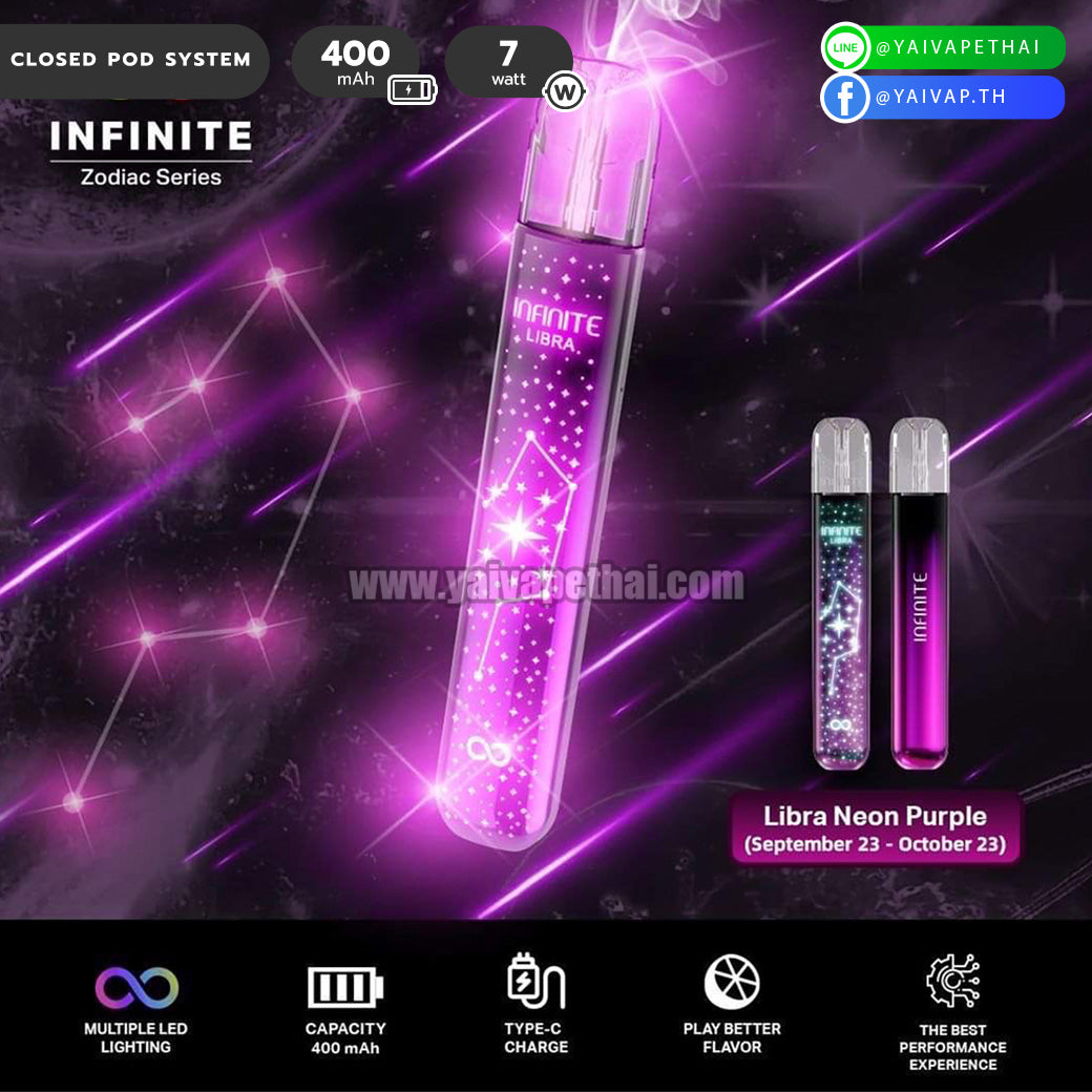 พอต บุหรี่ไฟฟ้า – INFINITE Zodiac Series Pod Device 400mAh (ใช้กับหัว infinity และรุ่นอื่นๆ) [ แท้ ], Relx and alternatives Devices (เครื่องประเภทเปลี่ยนหัวน้ำยาได้), INFINITE - Yaivape บุหรี่ไฟฟ้า