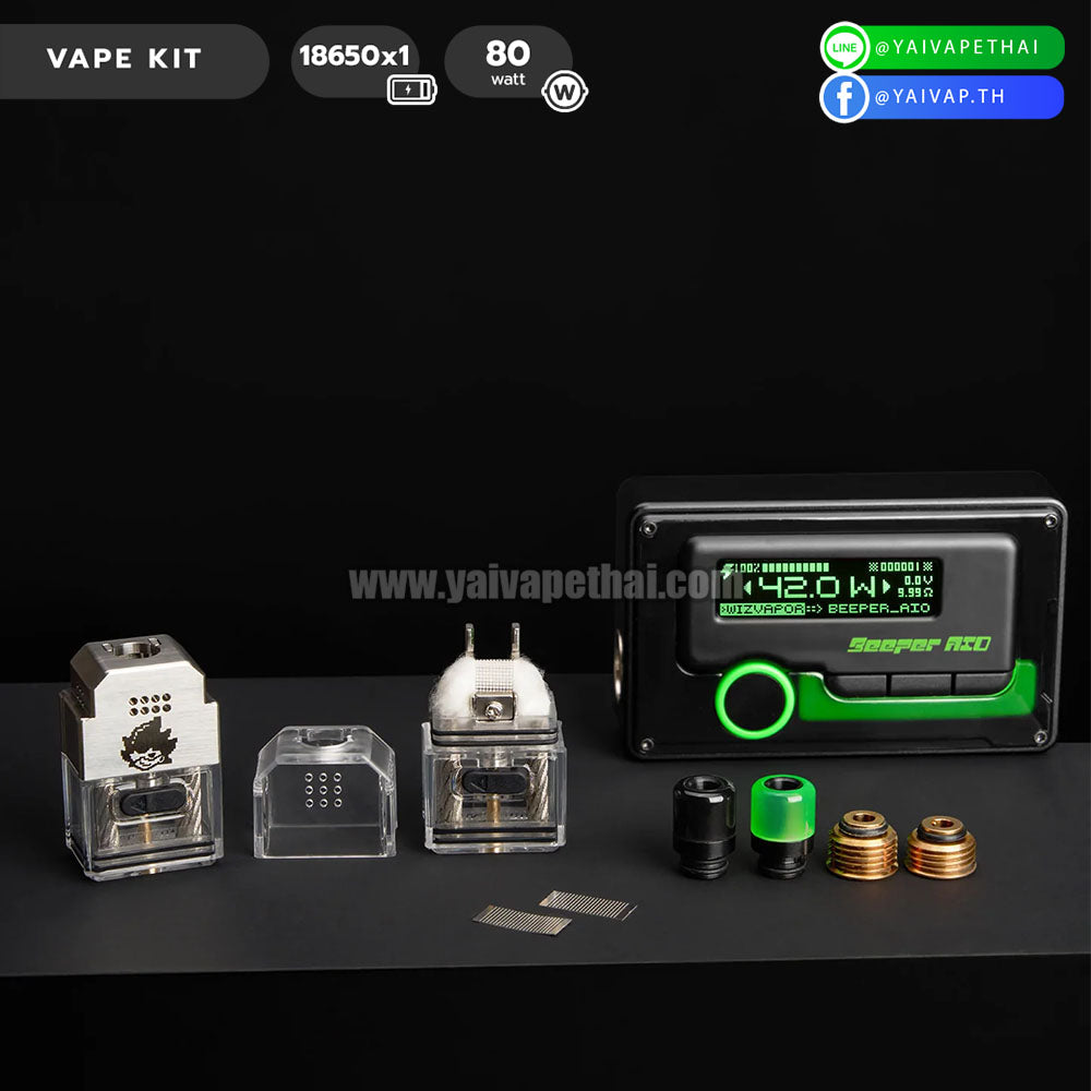 พอตมอท บุหรี่ไฟฟ้า – WizVapor Beeper AIO Box Mod Kit 80W [ แท้ ] (ใส่อะตอม 510 ได้), พอต (Pod), WizVapor - Yaivape บุหรี่ไฟฟ้า