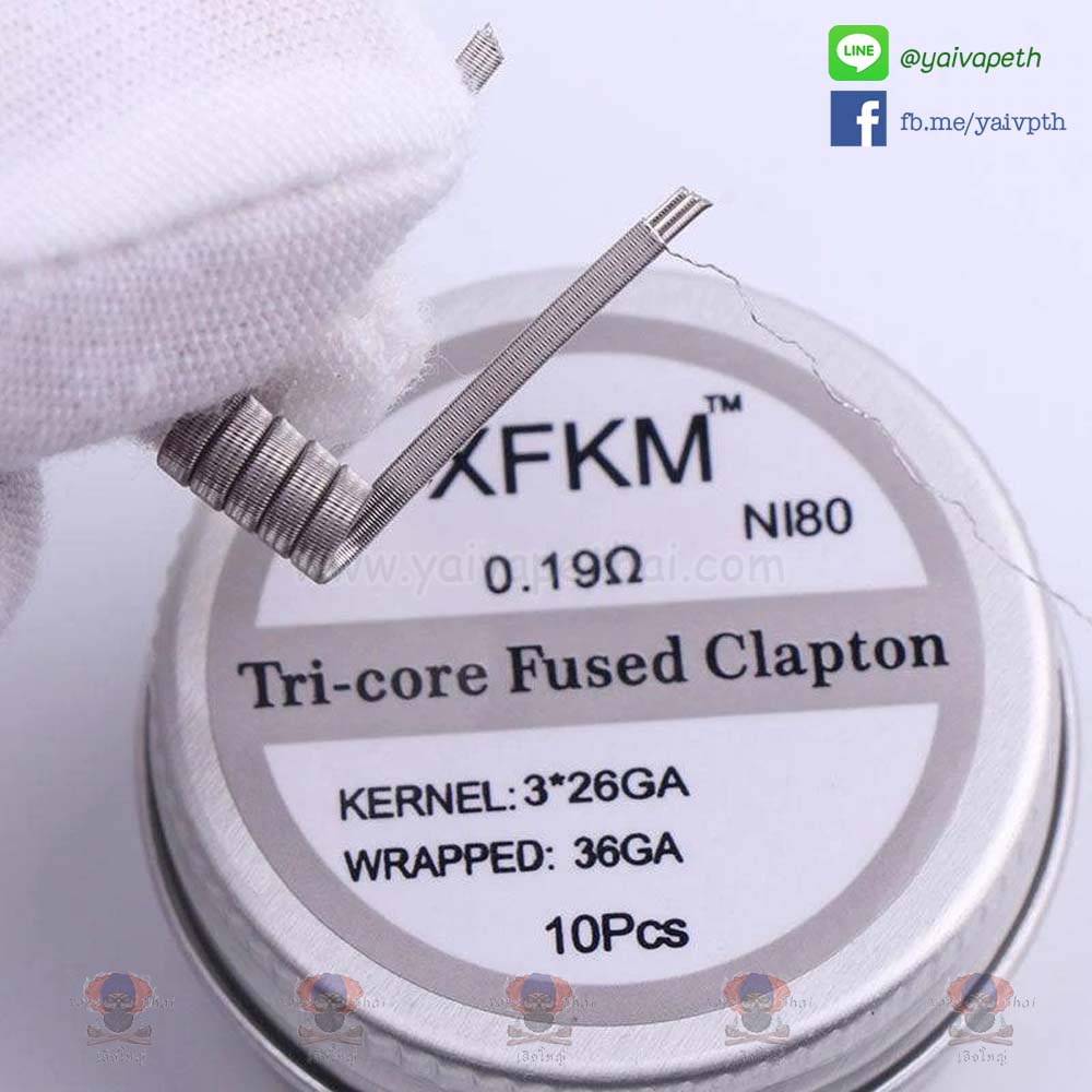 ลวดฟิวแคปตั้น - XFKM NI80 Fused Clapton 3 core 0.19 - YAIVAPETHAI  No.1